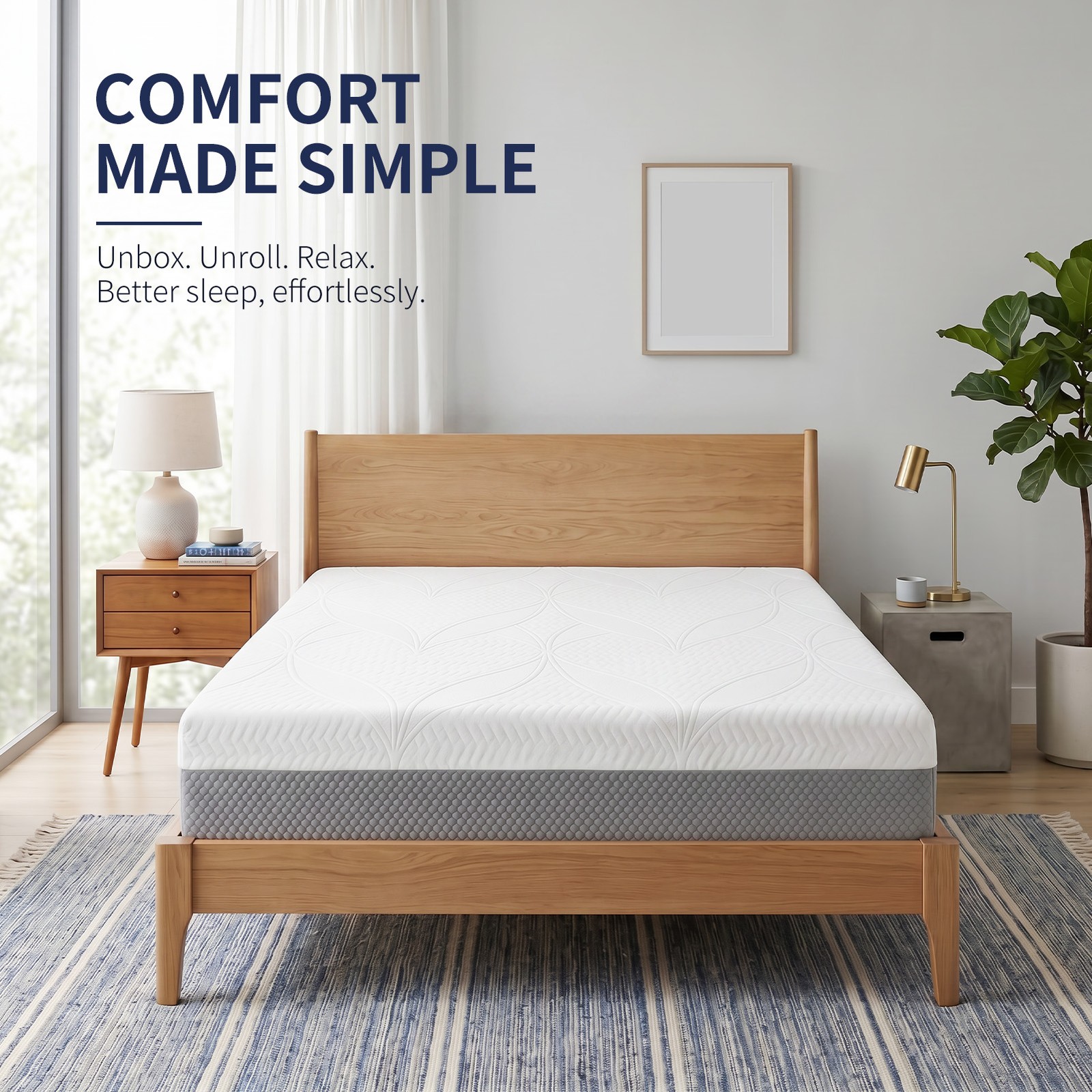 Queen Size Memory Foam Mattress Motion Isolation Body Contouring Support Mattres