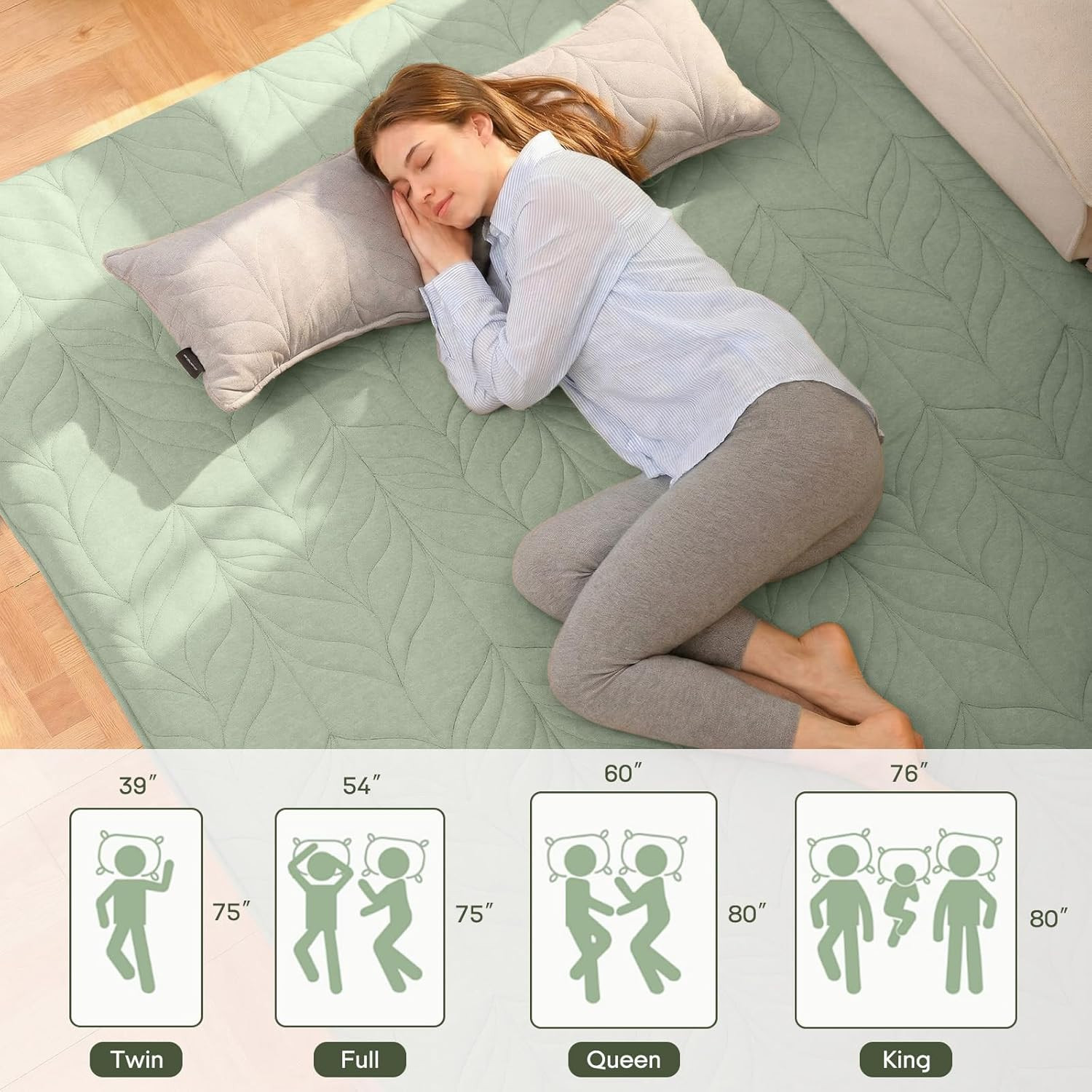 King Size Japanese Floor Mattress Futon 4 Inch Foldable Tatami Sleep Mat