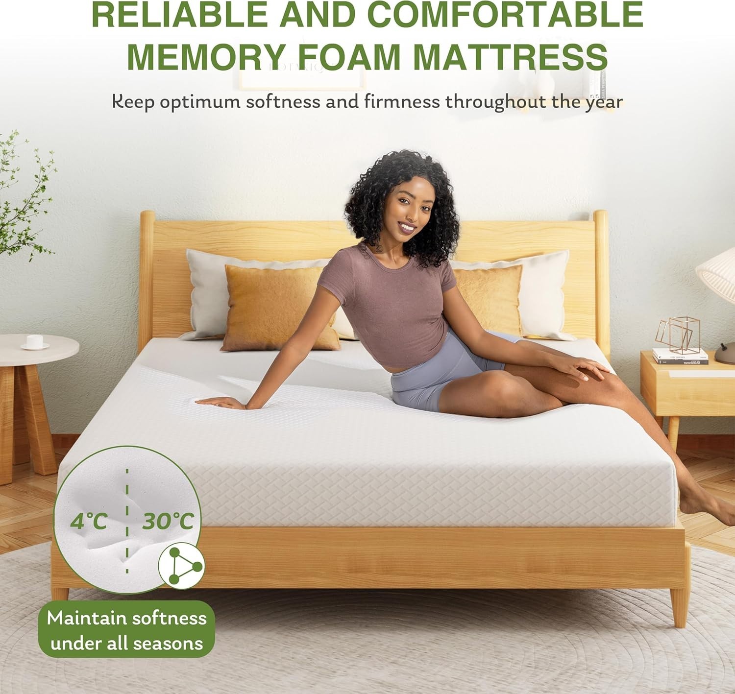6 Inch Twin Mattress for Kids, Memory Foam Mattress with Cooling Green Tea Ge…
