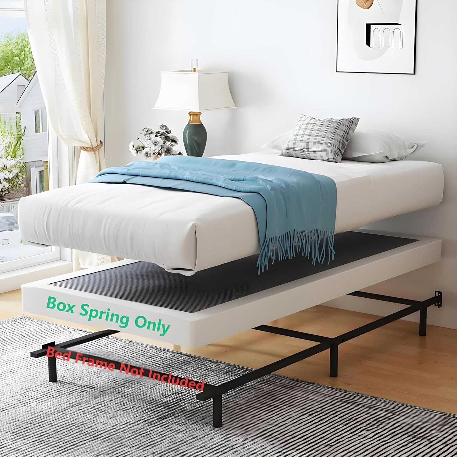 8 Inch King Size Box Spring, Heavy Duty Metal Mattress Foundation