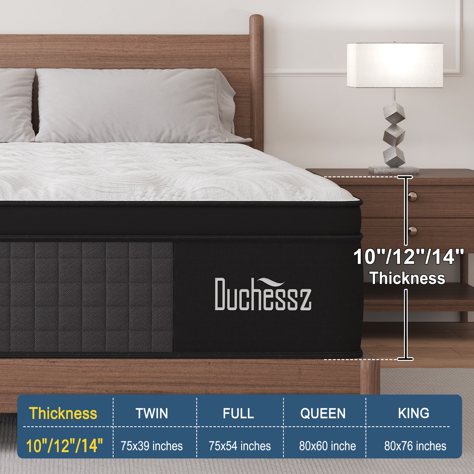 10″12″14″ Twin Full Queen King Size Mattress in a Box Hybrid Spring Memory Foam