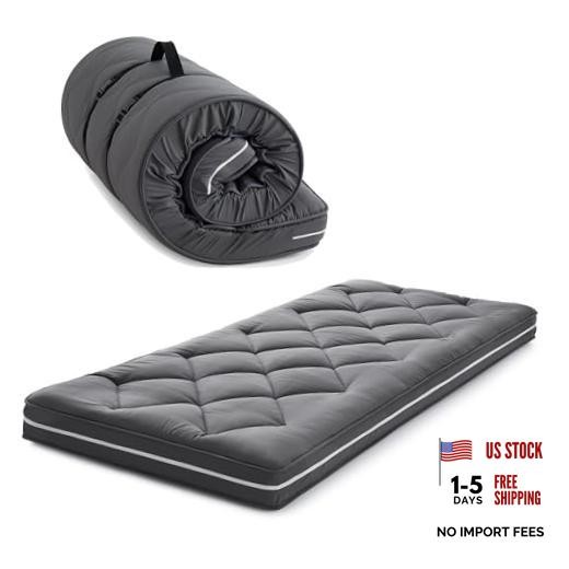 4Inch Twin Floor Mattress,3-Layer Structure Cot Twin:75″x38″ Dark Gray