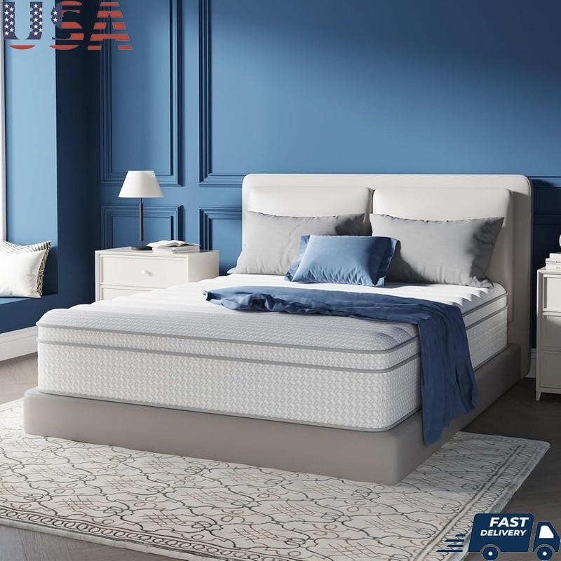 SmartS Coil Euro Top Mattress Medium Plush Breathable Support 100 Night Trial US