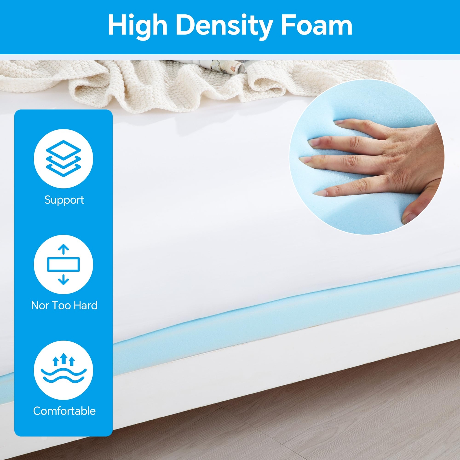 60″ L High Density Sagging Mattress Support 2″ Thick Foam Bed Boards for Unde…
