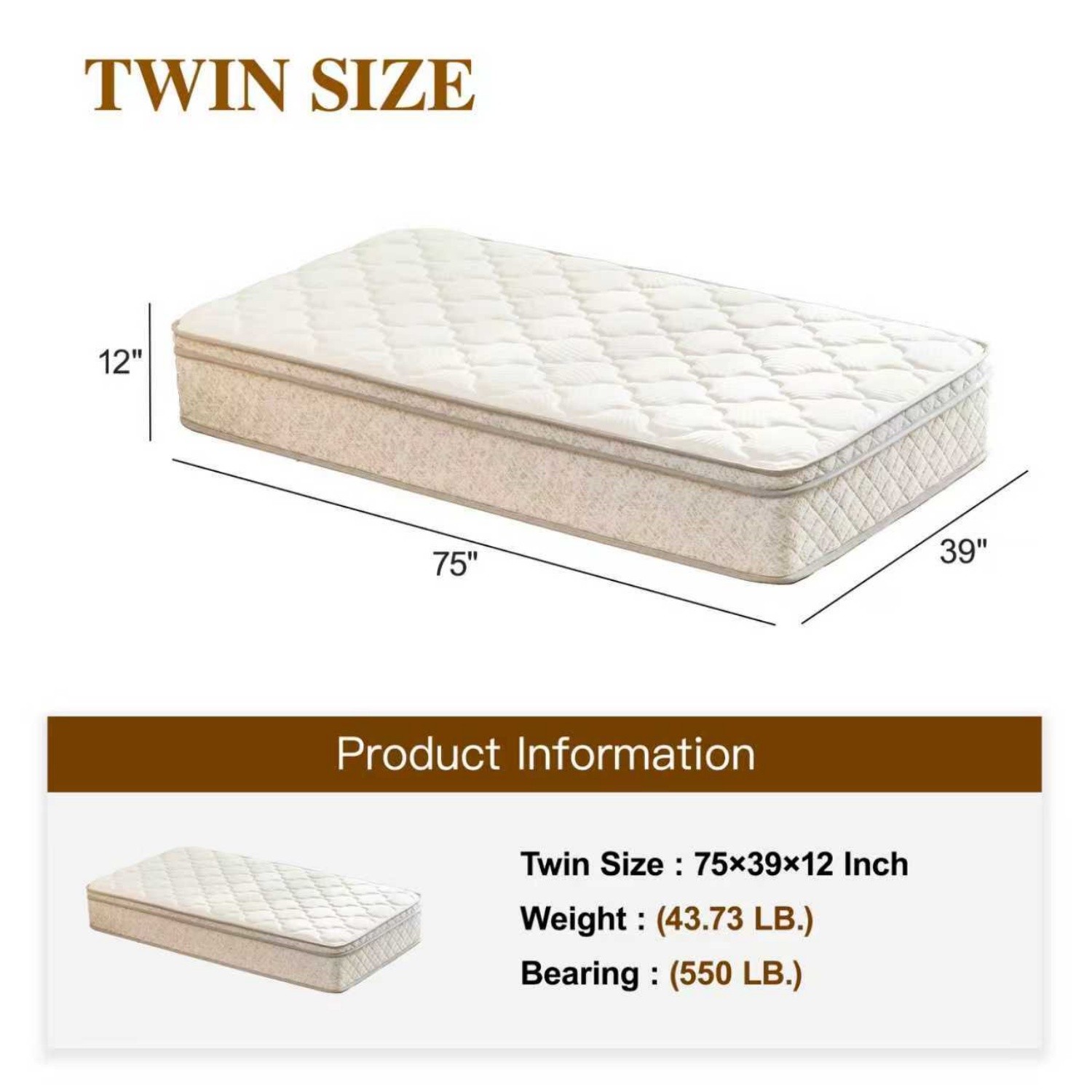 12» Twin/Full/Queen/King Size Mattress with Hybrid Pocket Spring & Memory Foam