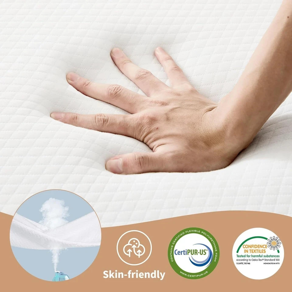 4″ Tri-Fold Memory Foam Mattress Foldable Mattress Topper with Washable Cover