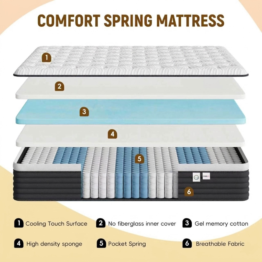 12″ Queen Memory Foam Hybrid Mattress Medium Firm Bed in a Box Pressure Relief