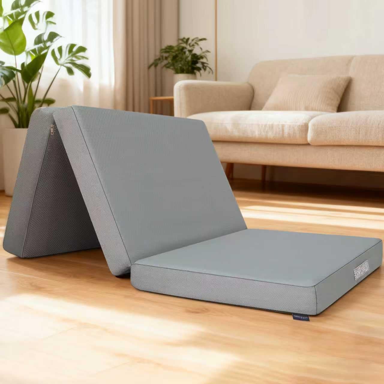 Memory Foam Trifold Mattress, Twin Portable Floor Bed 4 Inch, Foldable Mat wi…