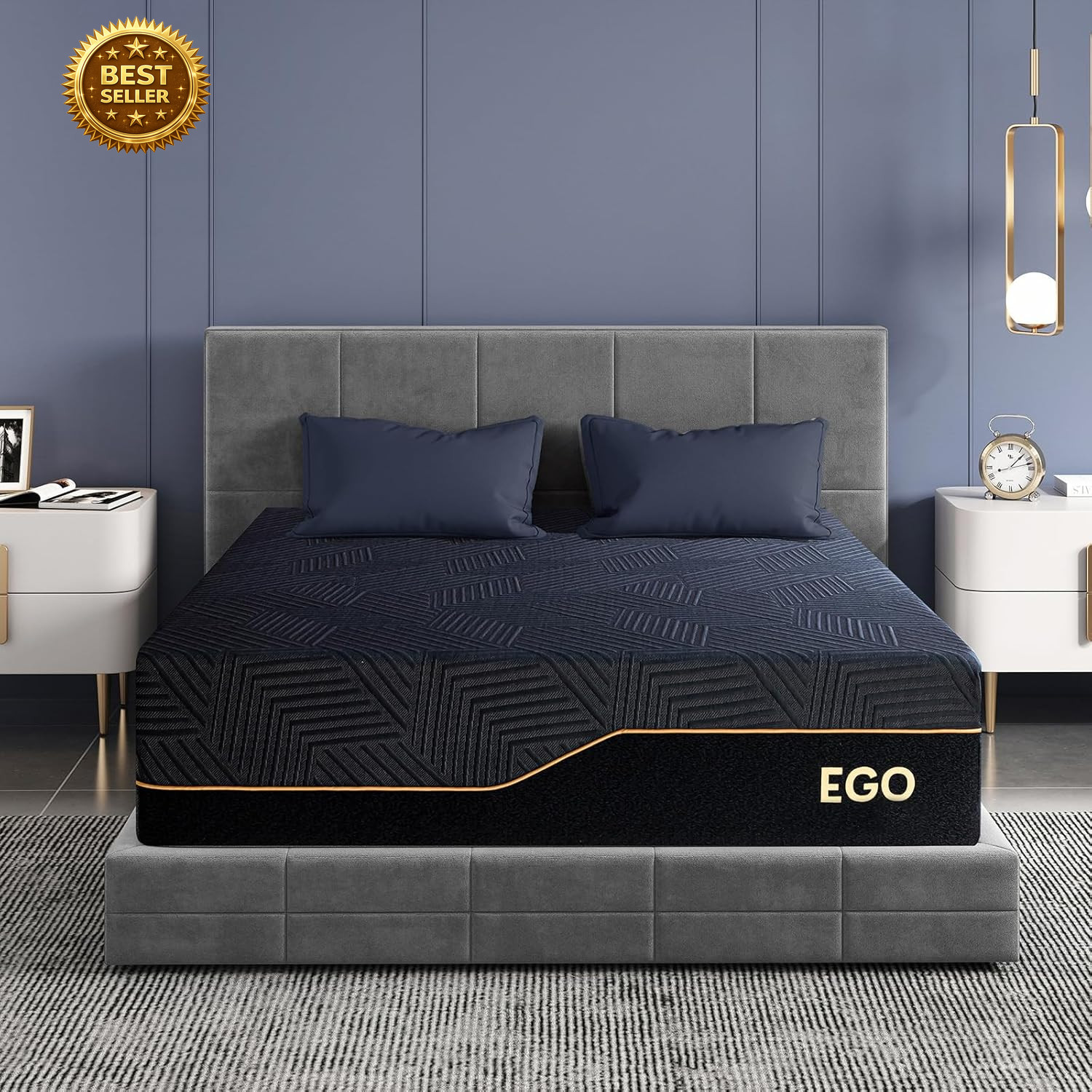 EGOHOME 14 Inch King Memory Foam Mattress Cooling Copper Gel Medium Firm 76×80