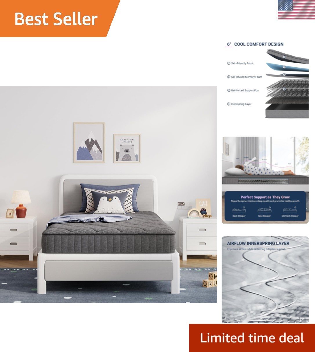 Twin Mattress, 6 Inch Twin Size Mattress in a Box for Kids, Medium Firm Hybri…