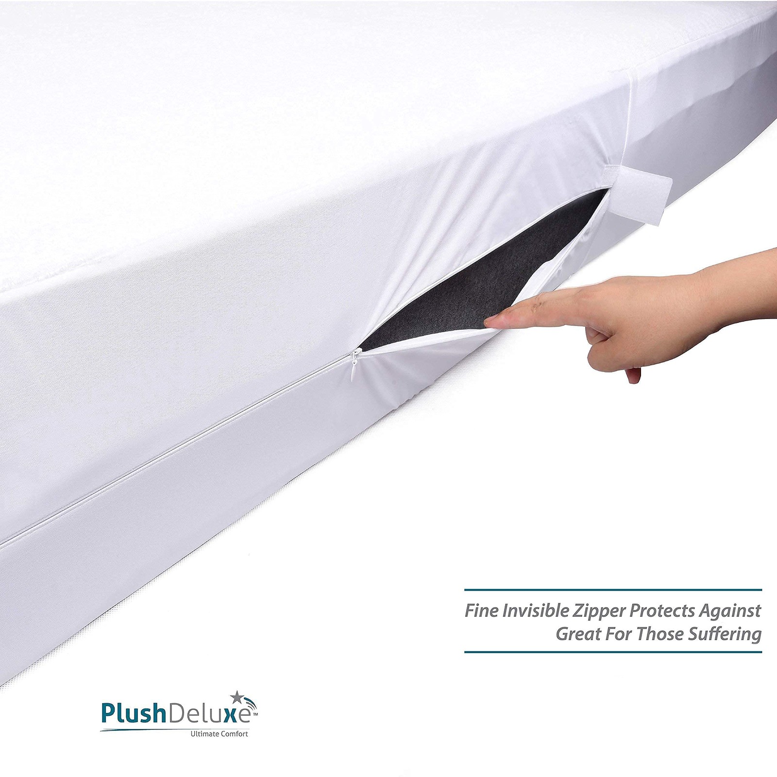 PlushDeluxe Premium 100 Waterproof Mattress Encasement, Breathable Soft Cotto…