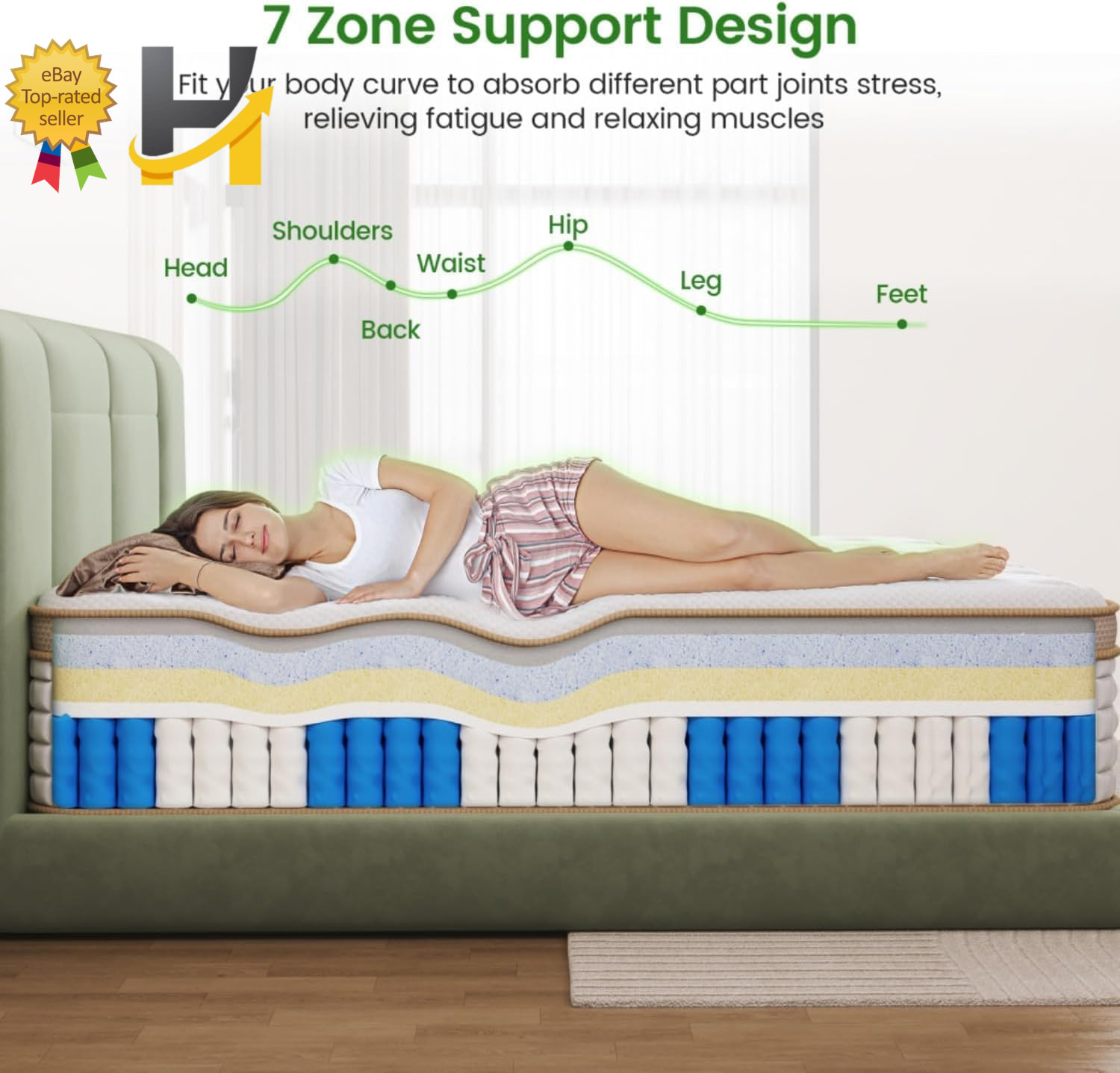 King Mattress 14 Inch King Size Hybrid Mattress in a Box with Gel Memory Foam