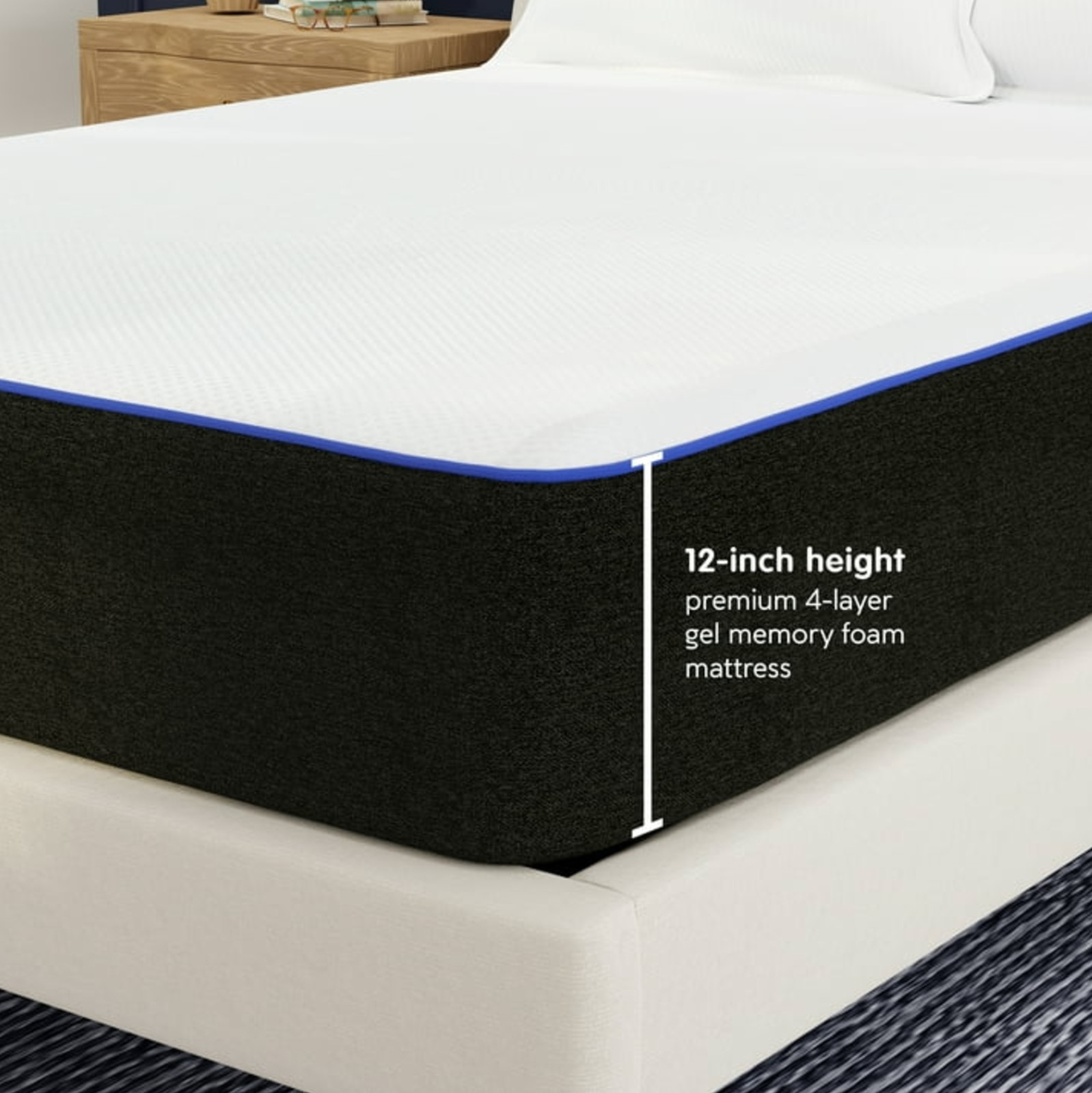 12″ Colchon QUEEN Gel Memory Foam Hibrido Cama Queen Hybrid Mattress Medium Firm