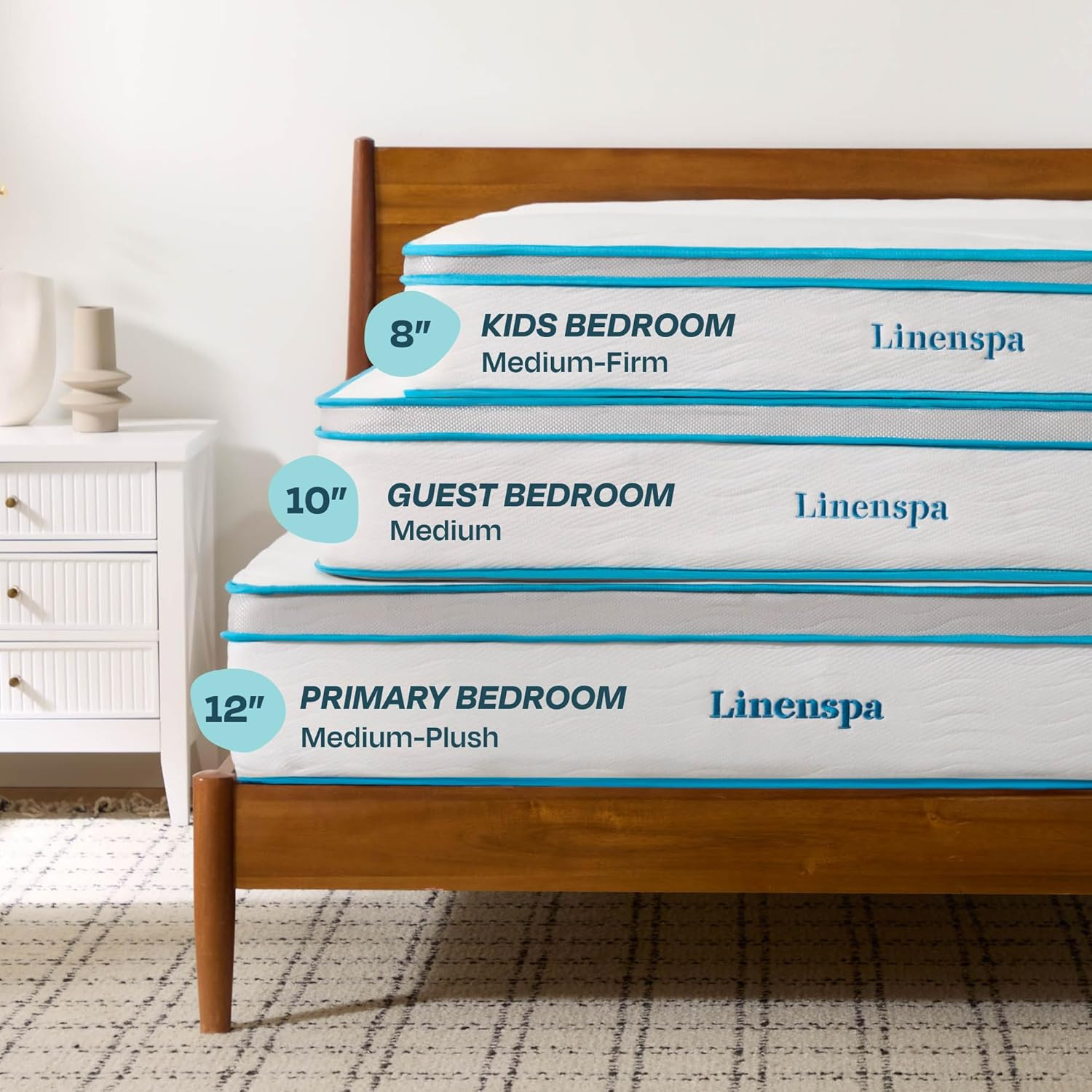 8″ Medium Firm Memory Foam Hybrid Mattress – Twin Size, Cooling Comfort