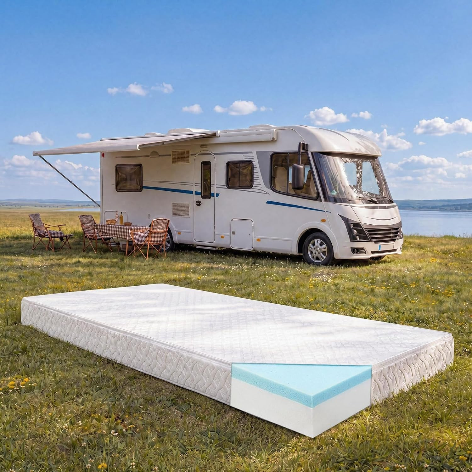 Upgraded 2.5 High Density RV Bunk Mattress (30″ X 75″ X 4″), Replacement Memory