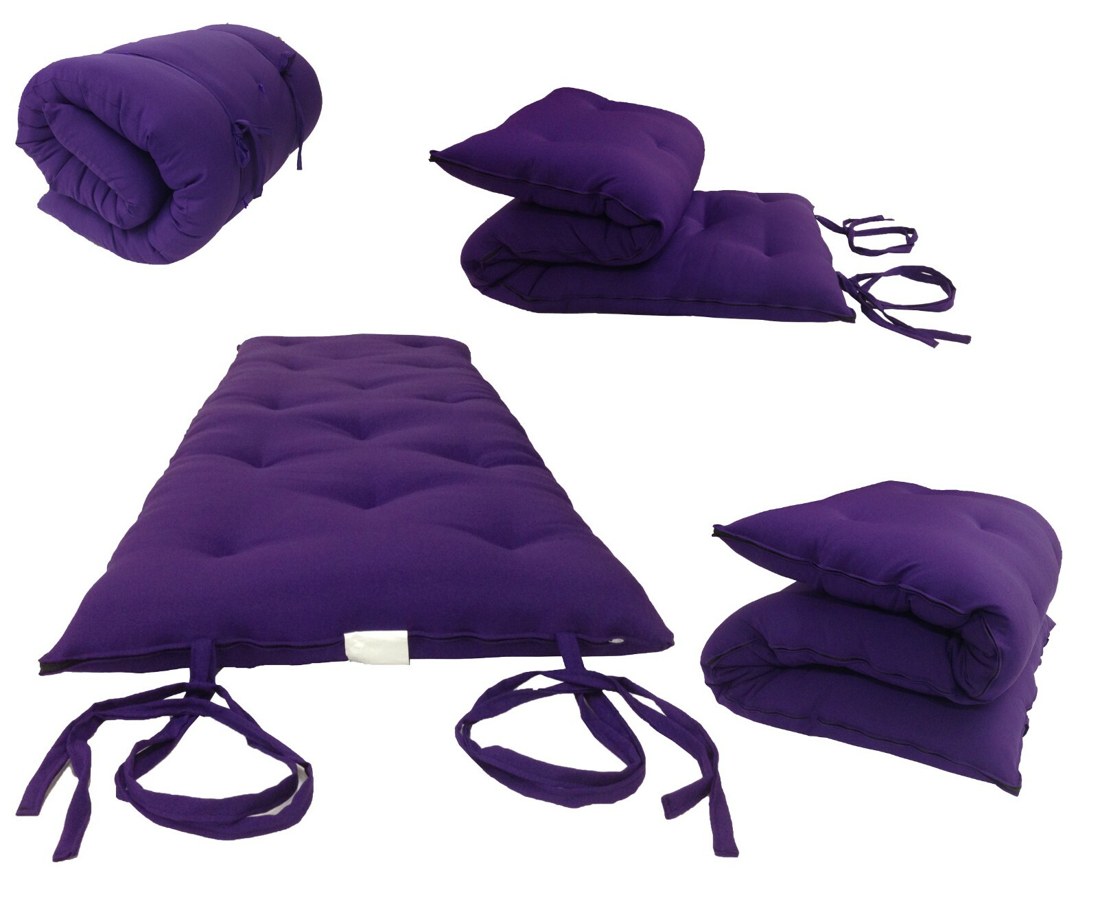 Full Size Floor Rolling Futon Mattresses, Sleepover Cotton Pads 3x54x80 Purple
