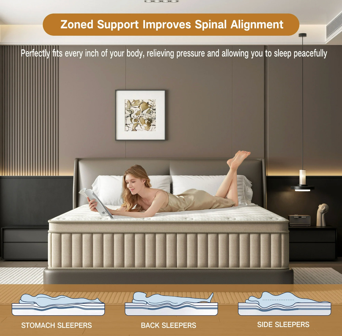 Colchón Full Híbrido 12” Gel Memory Foam Firme Medio / Full Hybrid Mattress