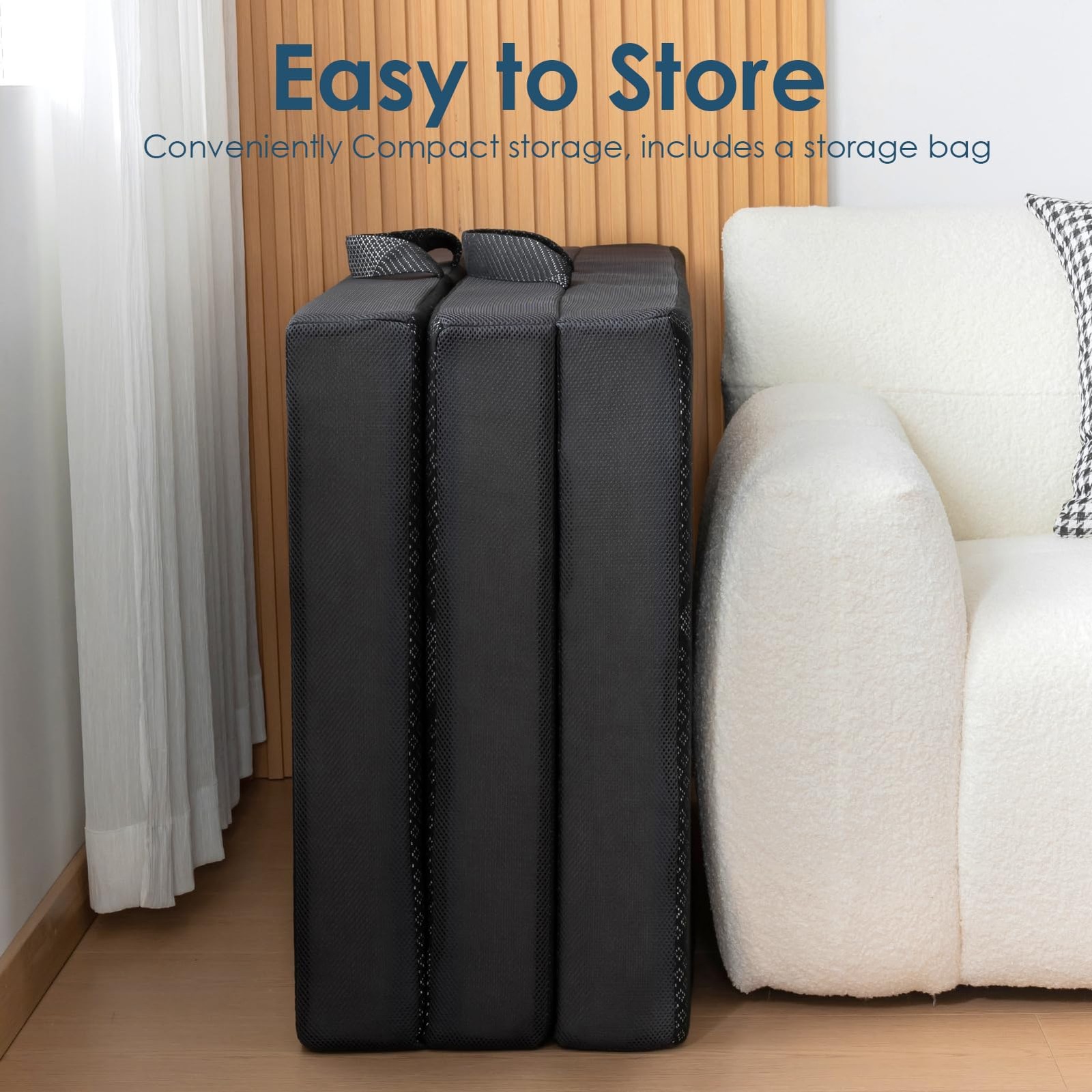 Foldable Mattress Queen – Memory Foam 6 inch Trifold Mattress for Camping, wi…