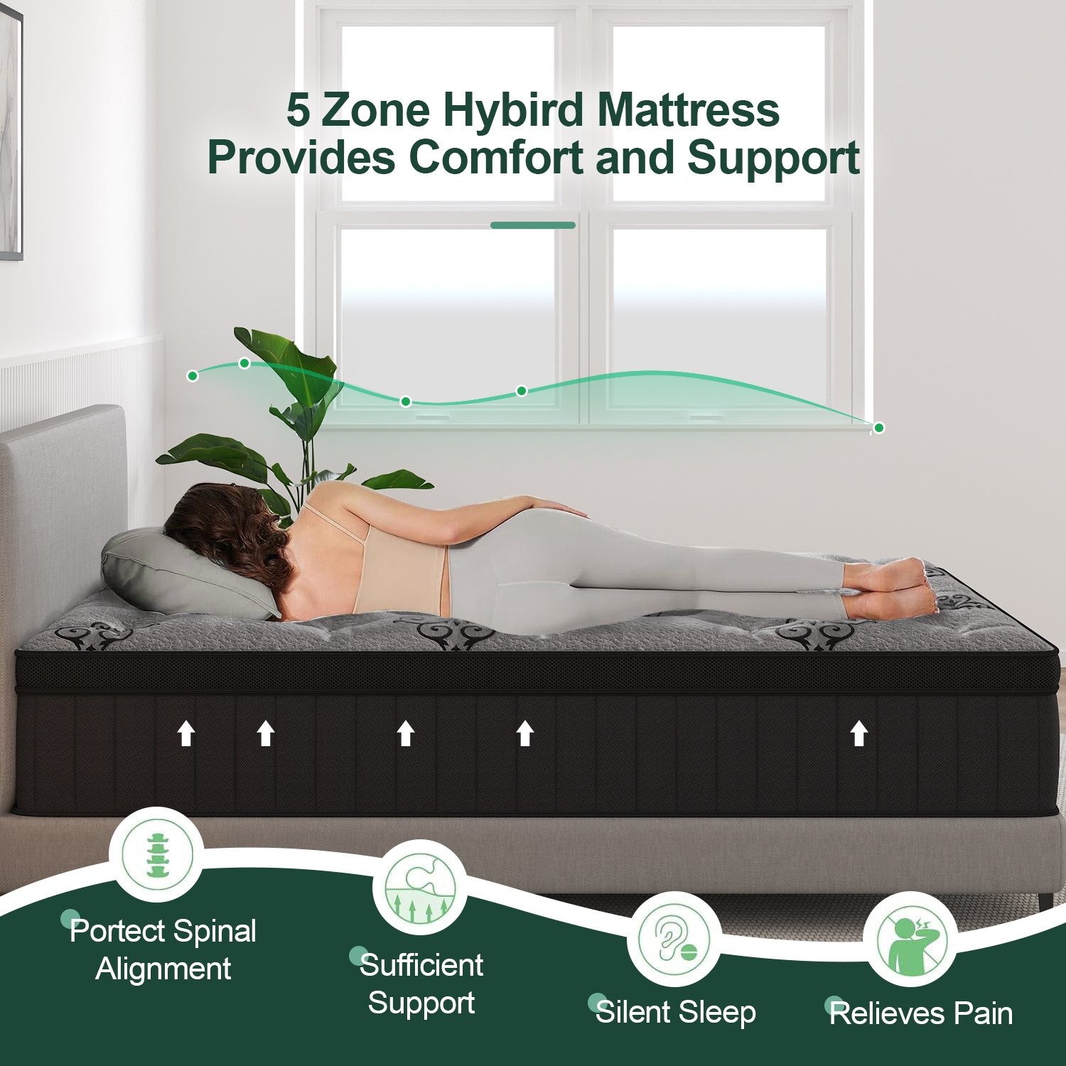 9″12″14″ Twin Full Queen King Size Mattress in a Box Hybrid Spring Memory Foam