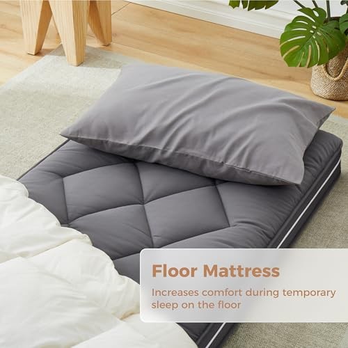 4Inch Twin Floor Mattress,3-Layer Structure Cot Twin:75″x38″ Dark Gray