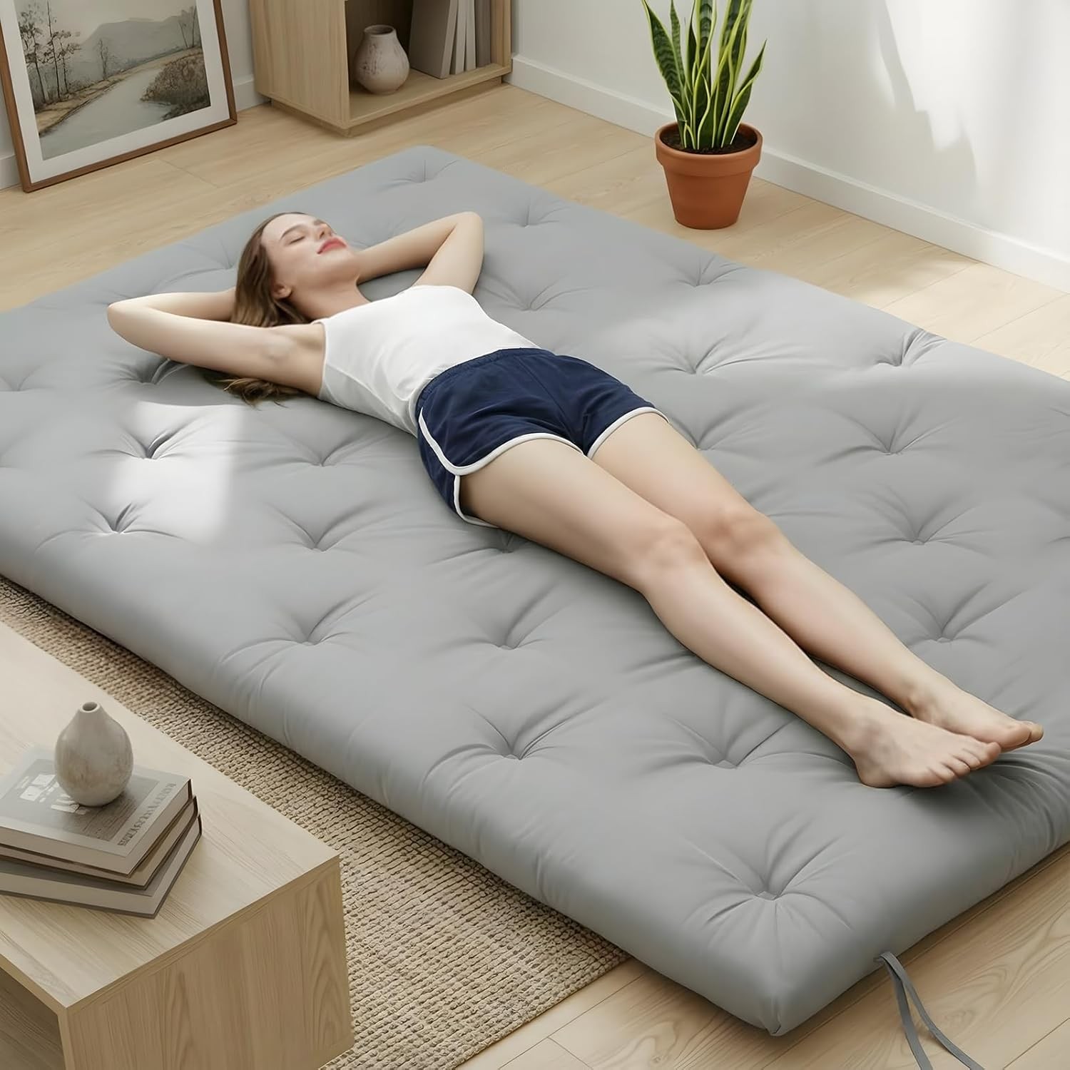 Water Resistant Japanese Futon Mattress King Size 80″x76″ 2.5 Inch Thick