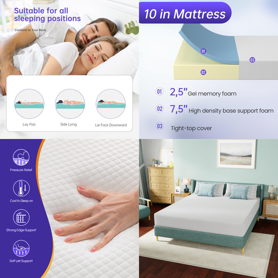 CALIFORNIA KING Gel Memory Foam ON SALE Bed Mattress Soft NO BACK PAIN Cal 10″