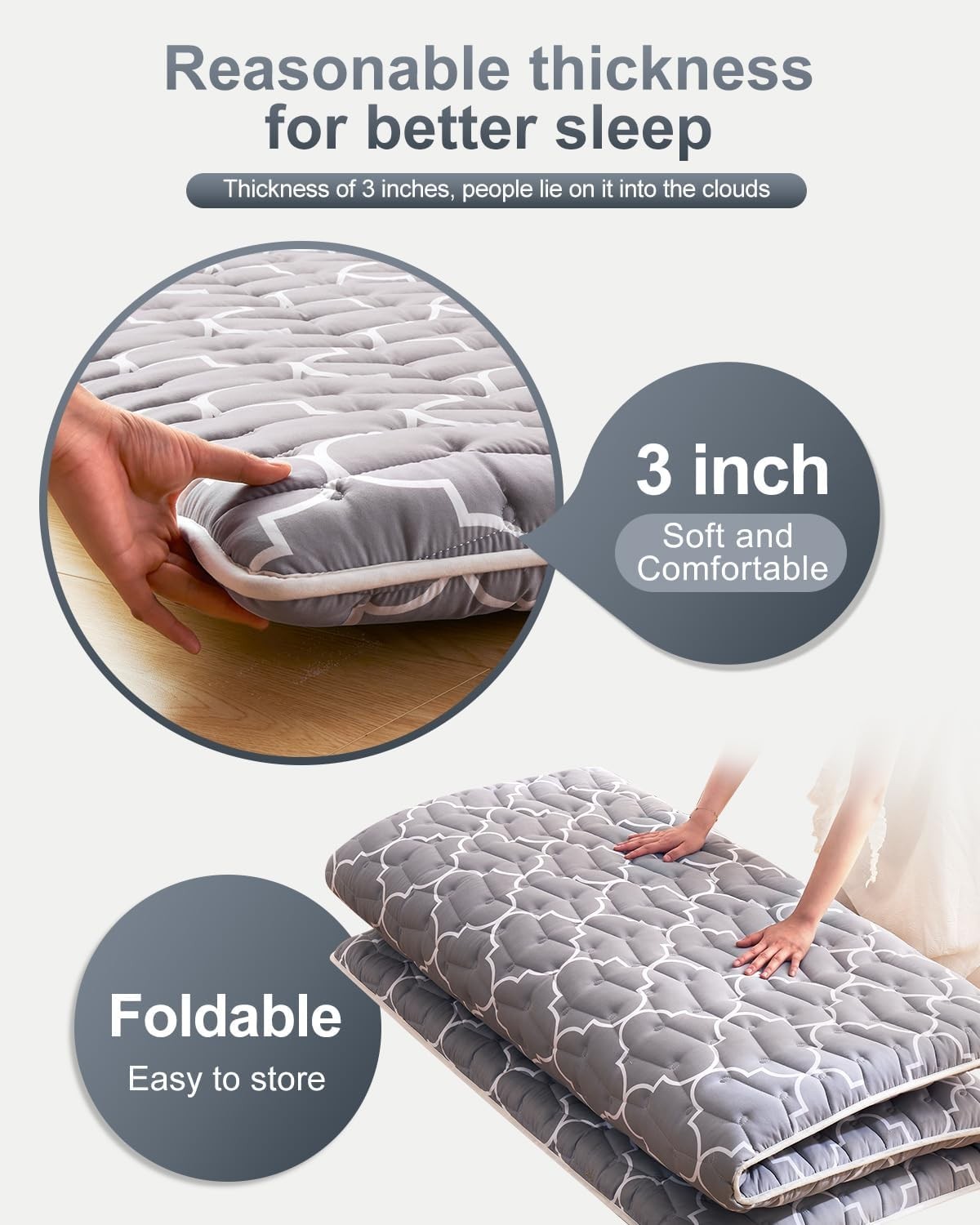 6th Generation Japanese Floor Futon Mattress Extra-Thick 9-Layer Modern Futon W/