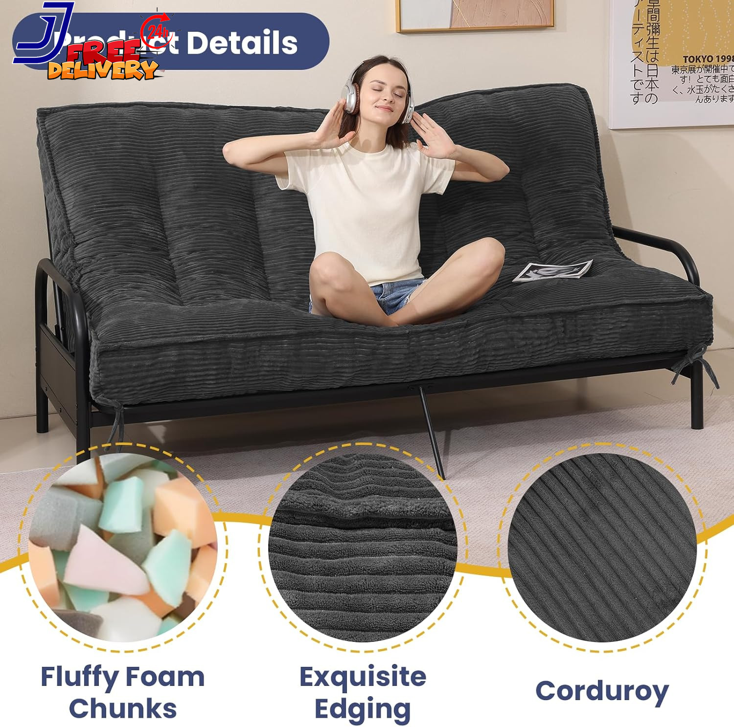 8″ Futon Mattress Full Size Thick Futons Sofa Couch Bed Sleeper Sofa Bed Floor