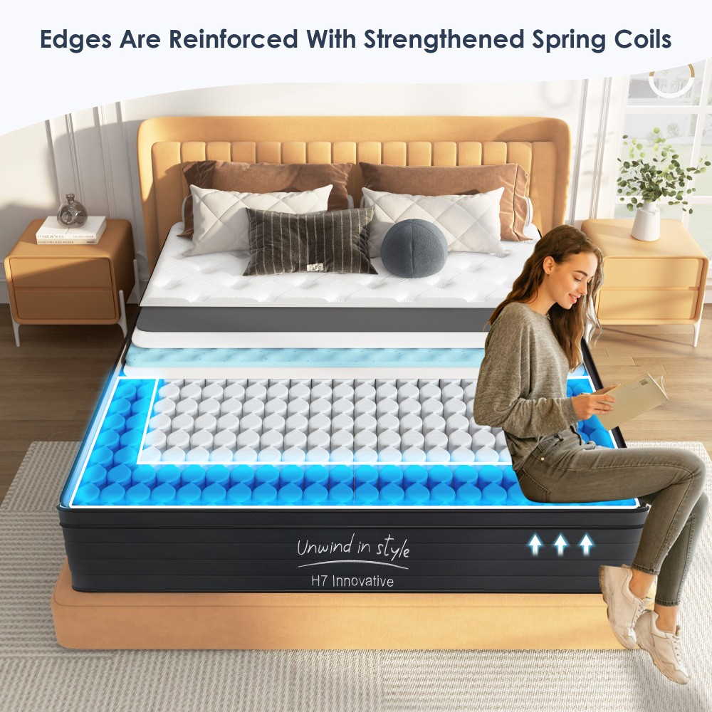12″ Queen Hybrid Mattress, Medium Firm with Pocket Springs, CertiPUR-US