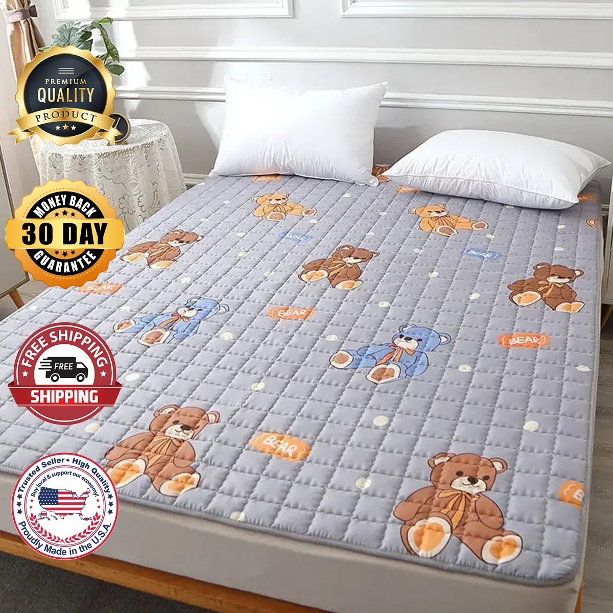 Queen Size Mattress Topper, 1200 GSM Cooling Cushion, Mattress Pad for Back Pain