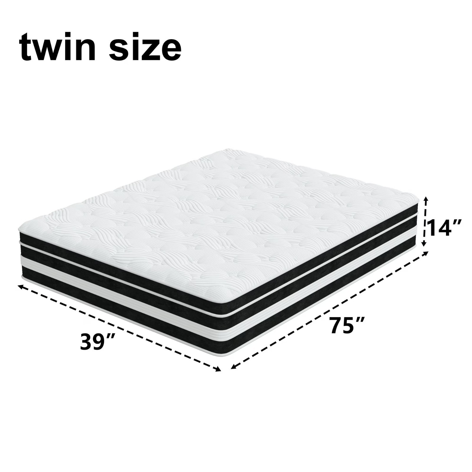 14″Gel Memory Foam & Spring Hybrid Mattress Breathable Twin/Full Bed In a Box