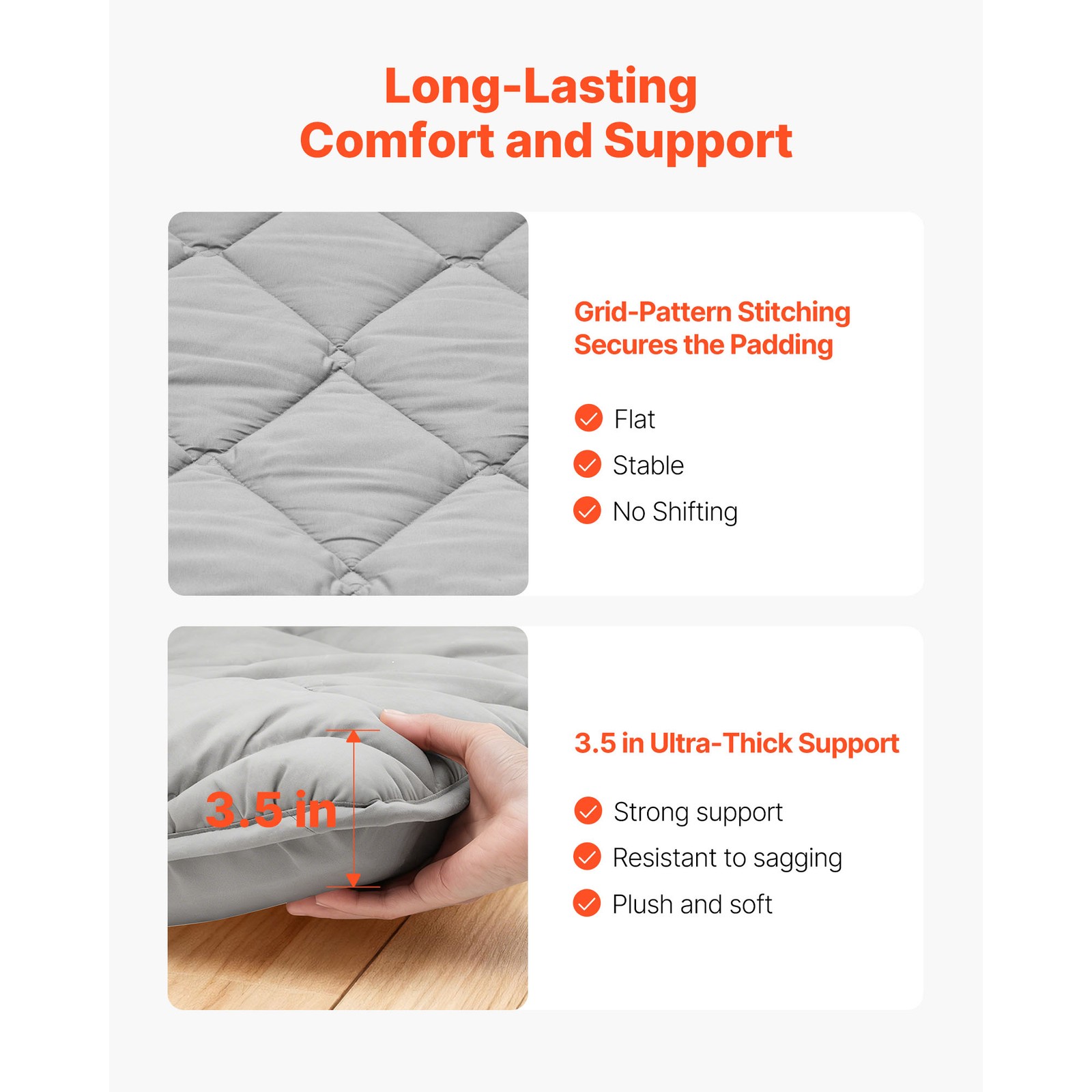 Uimoso Japanese Tatami Mattress Queen Foldable Futon Mat with Storage Bag Gray