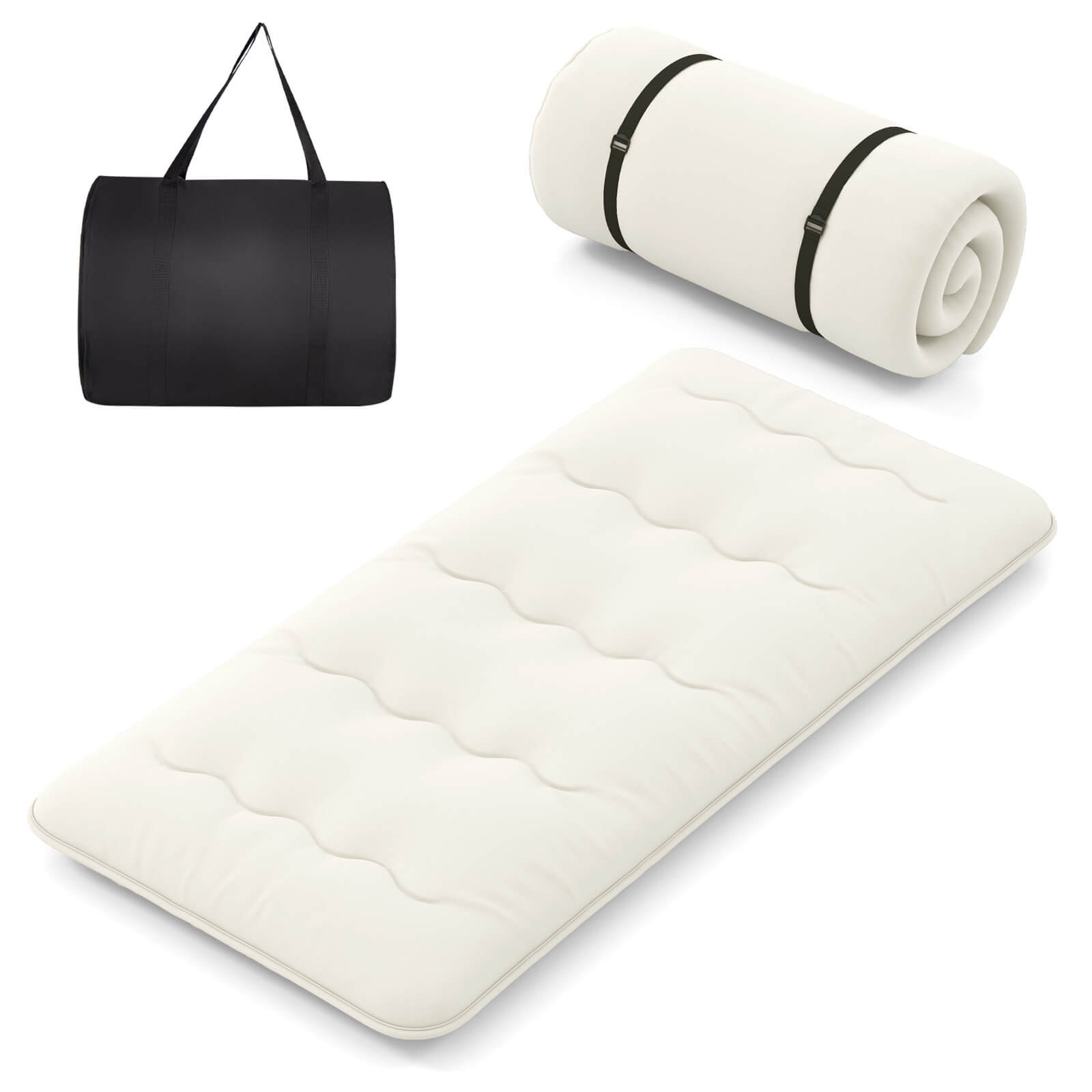 Twin Futon Mattress Japanese Sleeping Pad Lounge Bed w/ Washable Cover Beige