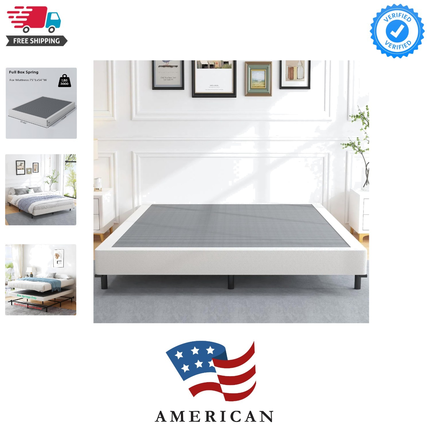 6 Inch Full Box Spring and Cover Set, Box Springs Full Size, Heavy Duty Mattr…