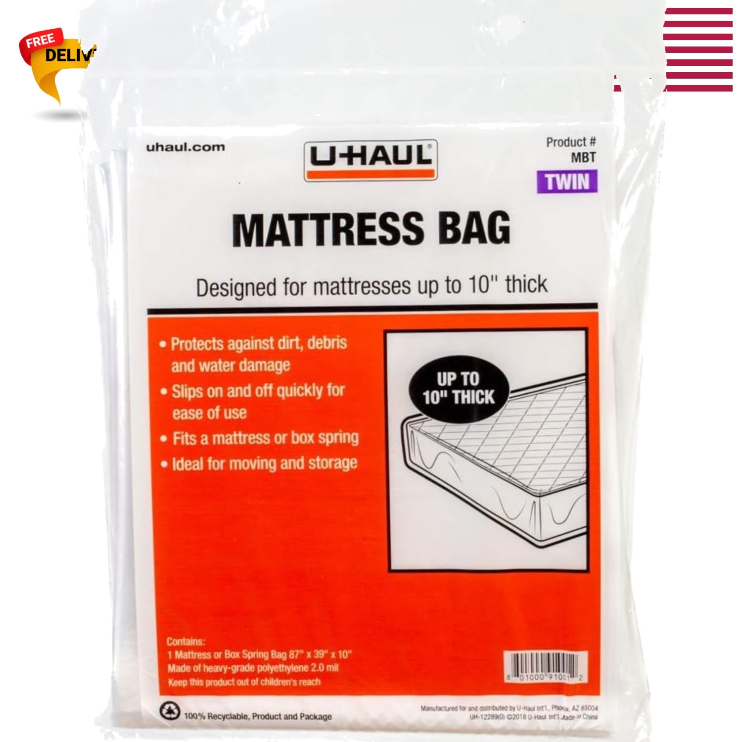 Clear Polyethylene Mattress Bag – Durable Cover for Twin Size, 87” x 39” x 10”