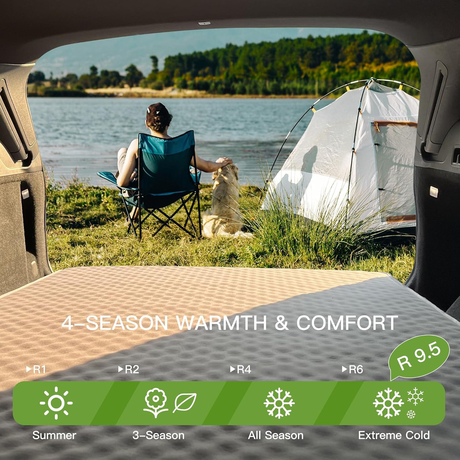 Upgraded Hybrid Foam & Air SUV Mattress with Rechargeable Built-In Pump, Quick I