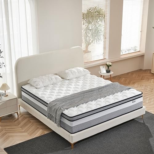 14″ King Size Mattress – Medium Firm Cooling Gel Memory Foam & Pocket Coils, Pre