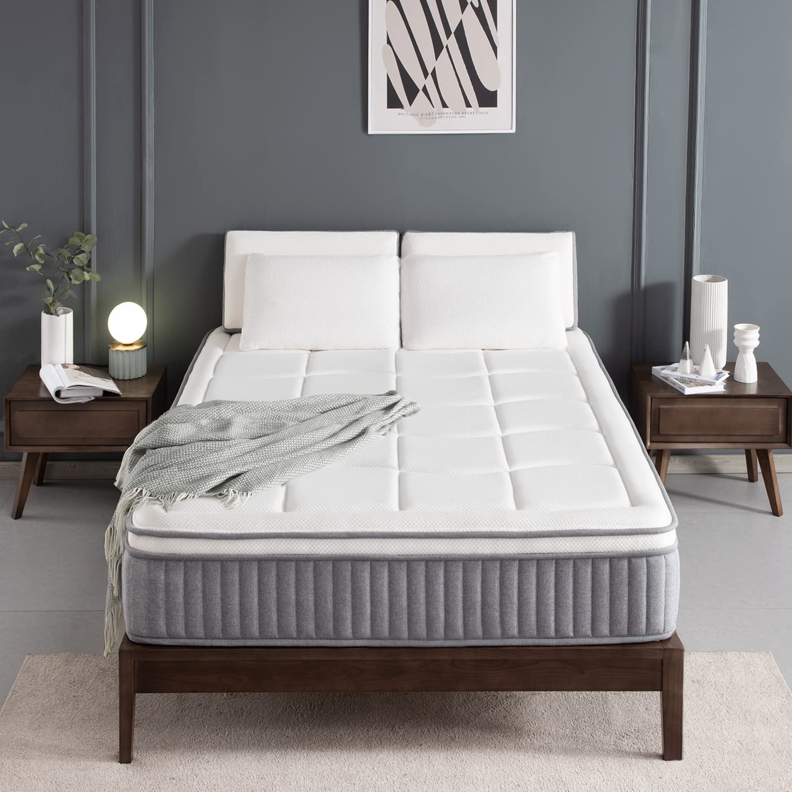 DIGLANT Queen Hybrid Mattress, 12 Inch Euro Top Memory Foam with Pocket Sprin…