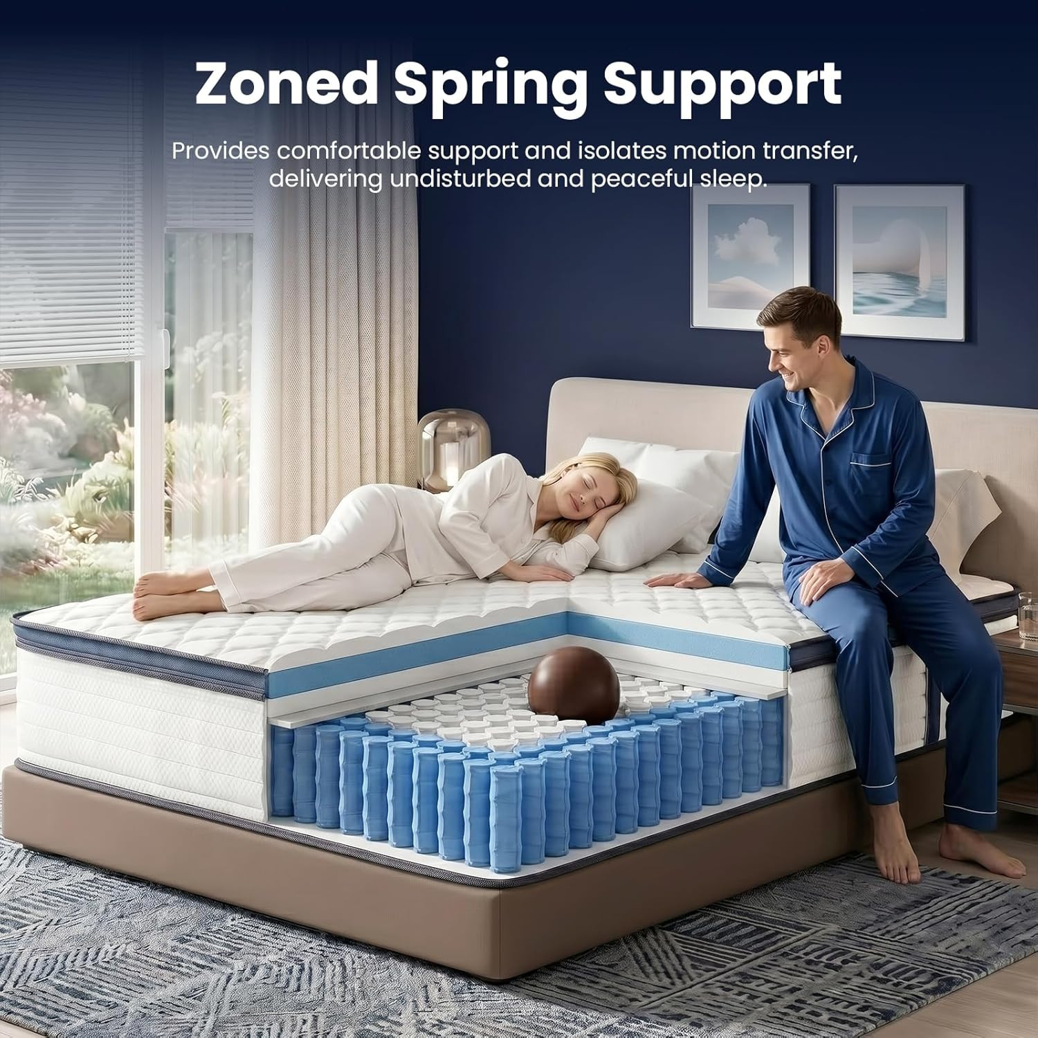 12 Inch Mttress Queen Size, Memory Foam Hybrid Mattresses in a Box, Medium Firm,