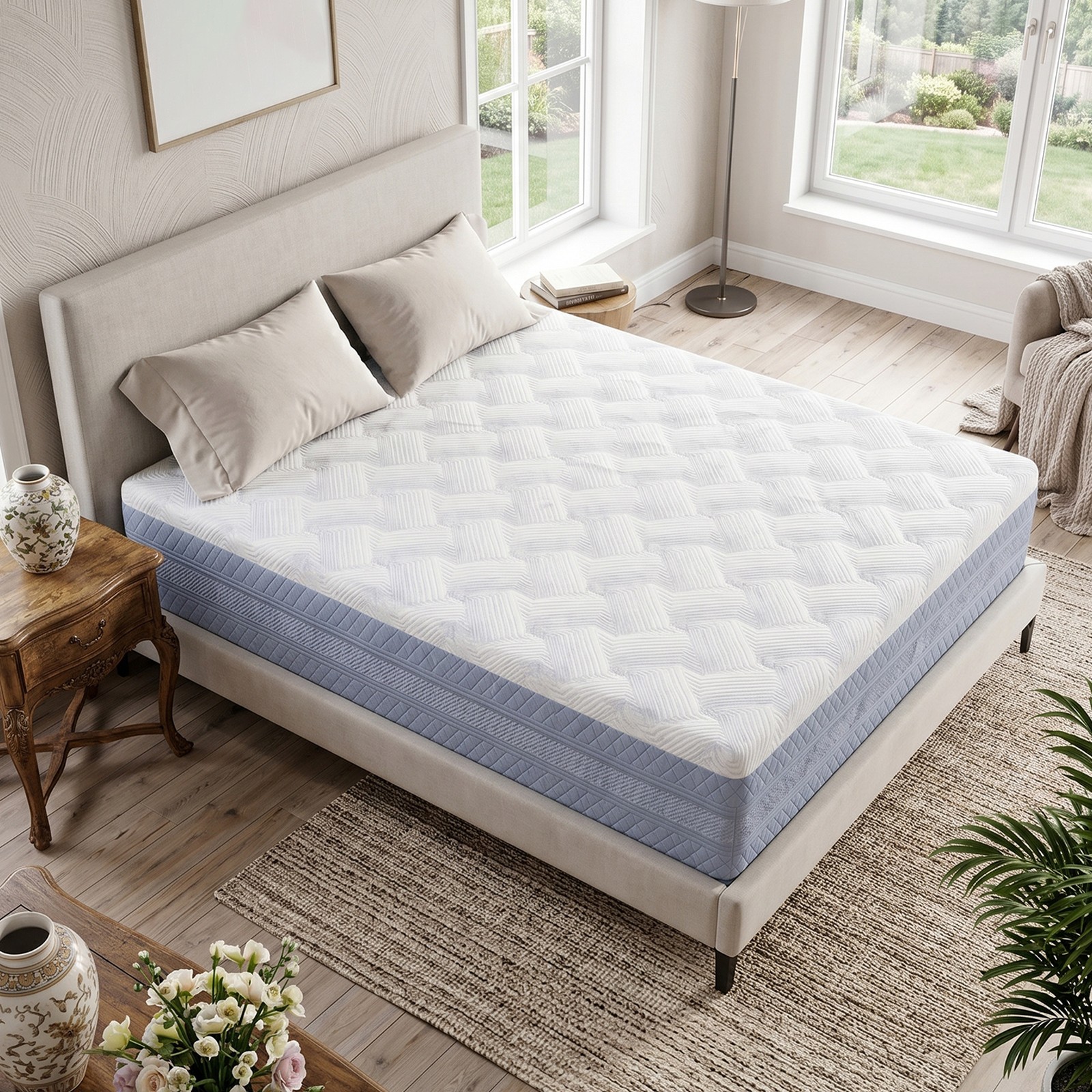 Queen Mattress 14 Inch Healthy Safe Foam Bed for Adults Kids Sleeping Use