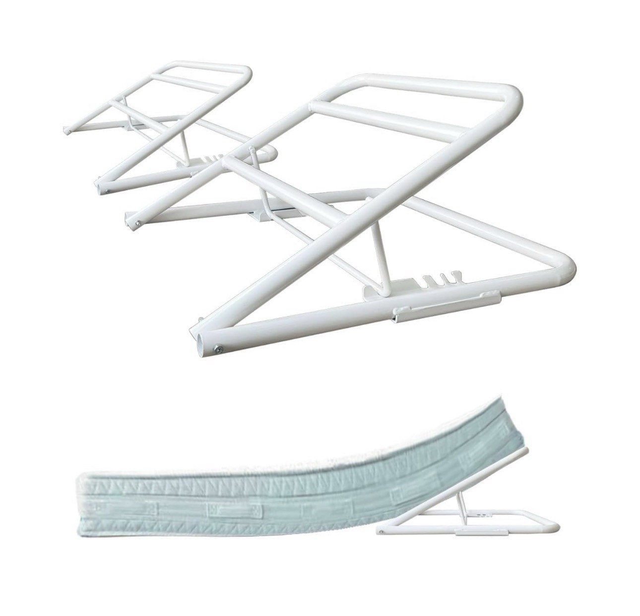 2 Pack under Mattress Bed Wedge, Metal Wedge for under Mattress, 4 Height Adjust