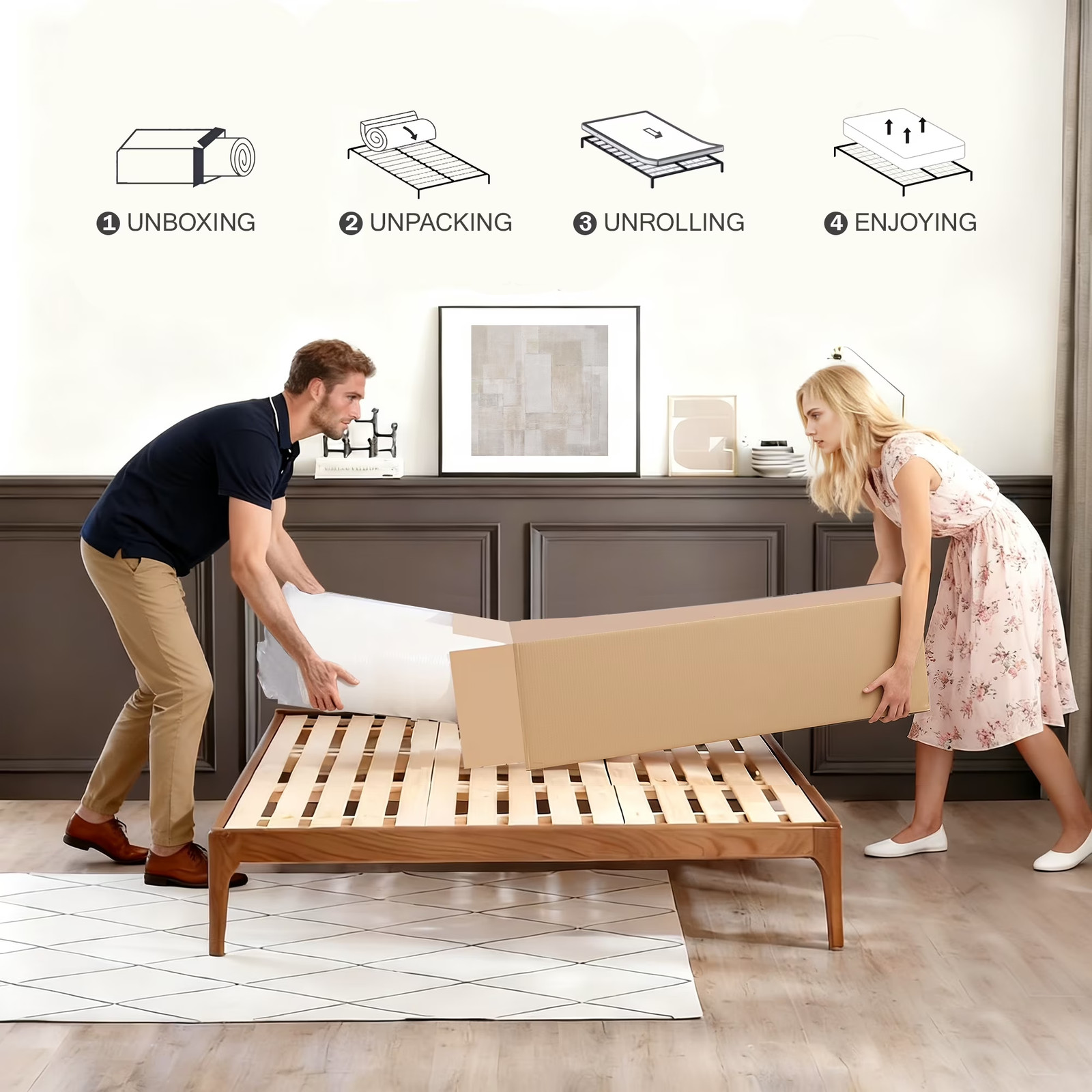 12 Inch Queen Hybrid Mattress in a Box, Cooling Gel Memory Foam Mattress with In