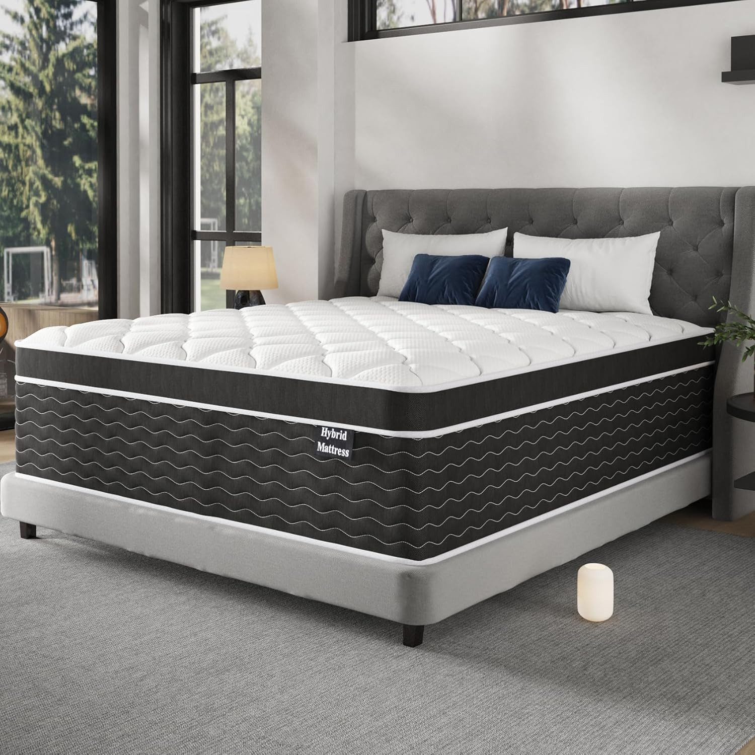 Queen Mattress, 14 Inch Hybrid Mattress Queen Size in a Box, Extra Edge Support,