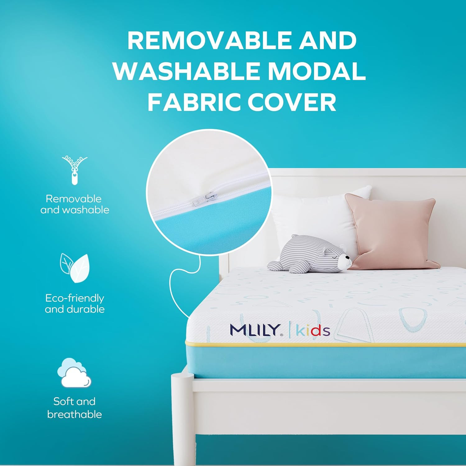 JAMA 6″ Kids Twin Memory Foam Mattress – Medium Firm, CertiPUR-US, Blue