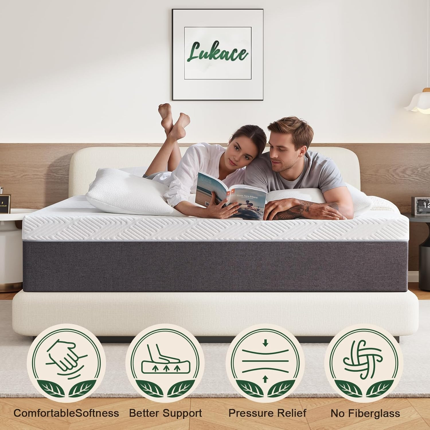 8 Inch Twin Mattress No Fiberglass Gel Memory Foam Mattress for Back Pain, Relie