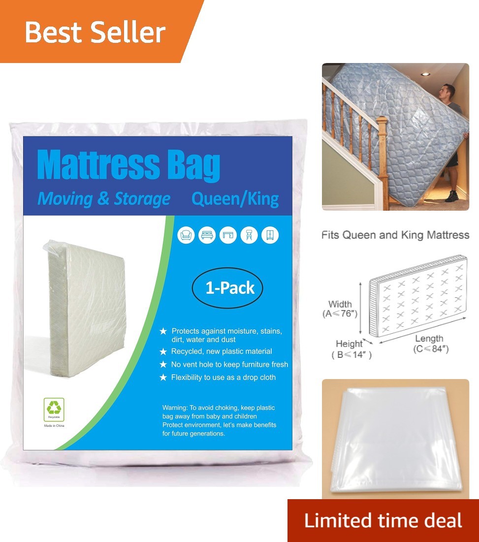 Queen/King Mattress Bag – 1 Pack, Lightweight Polyethylene for Moving & Storage