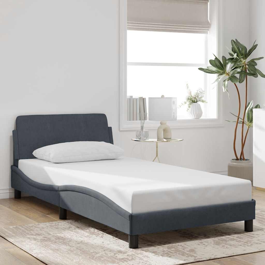 Bed Frame «Dover» Dark Gray 39.4″x79.9″ Twin XL Velvet vidaXL