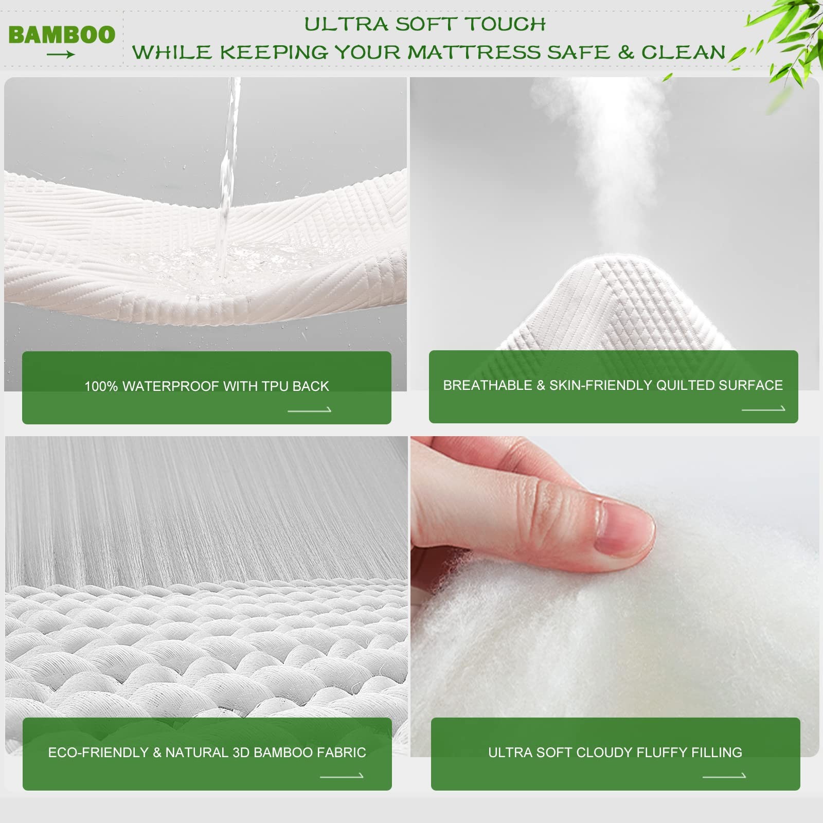 GRT Waterproof California King Mattress Protector King, White