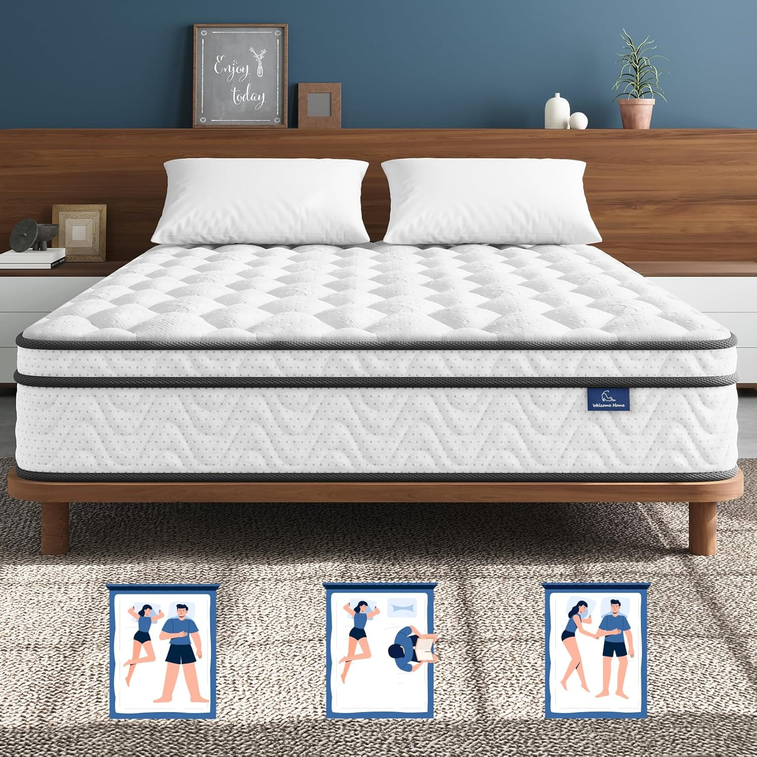 Queen Mattress 12 Inch, Fiberglass-Free | Cool Sleep Hybrid Mattress in a Box –