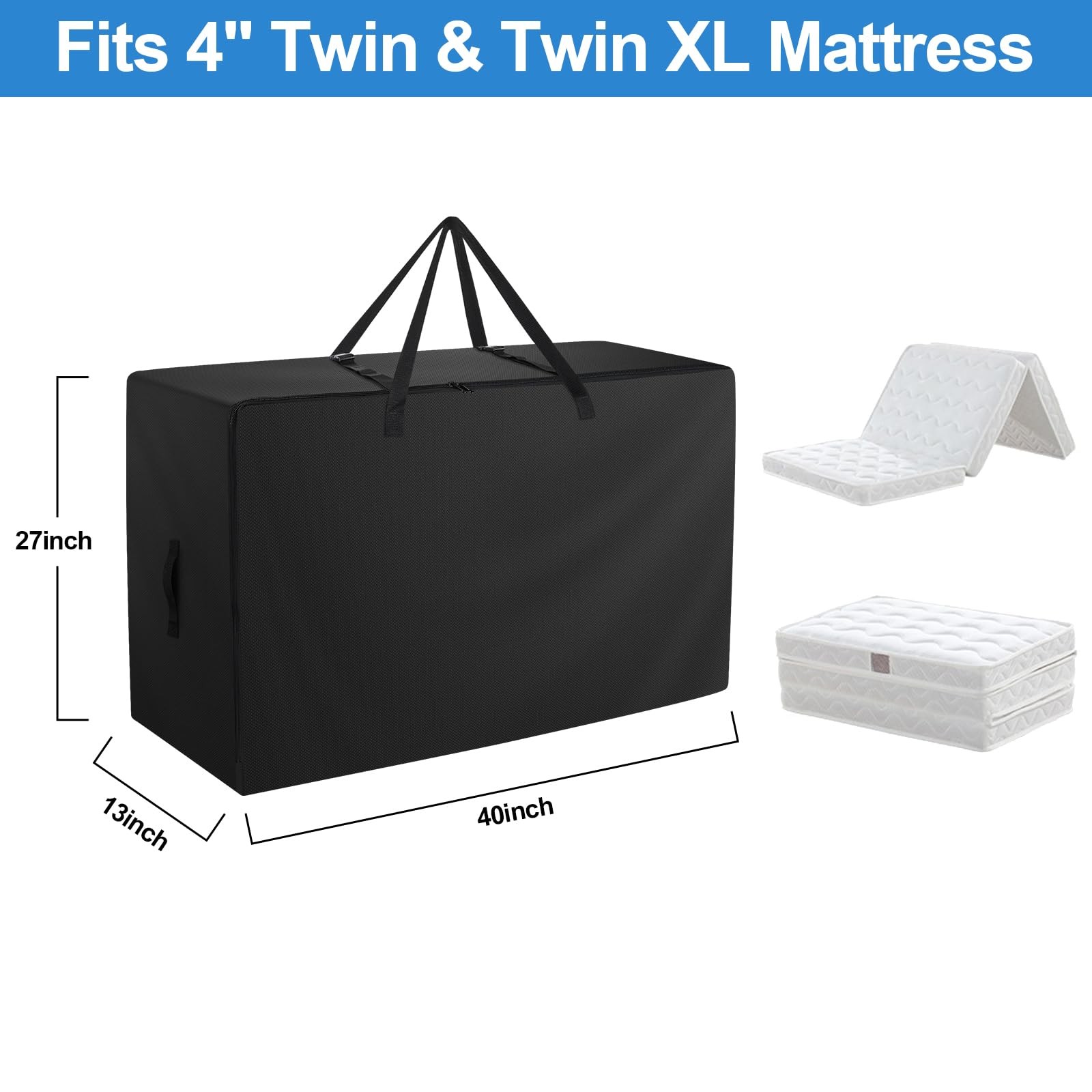 Folding Mattress Bag – 600D Oxford Cloth Heavy Duty Carry Case for Tri-Fold G…
